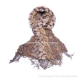 Lady's Fashion Brown Chunky Winter Warm Bubble Ruffle Scarf